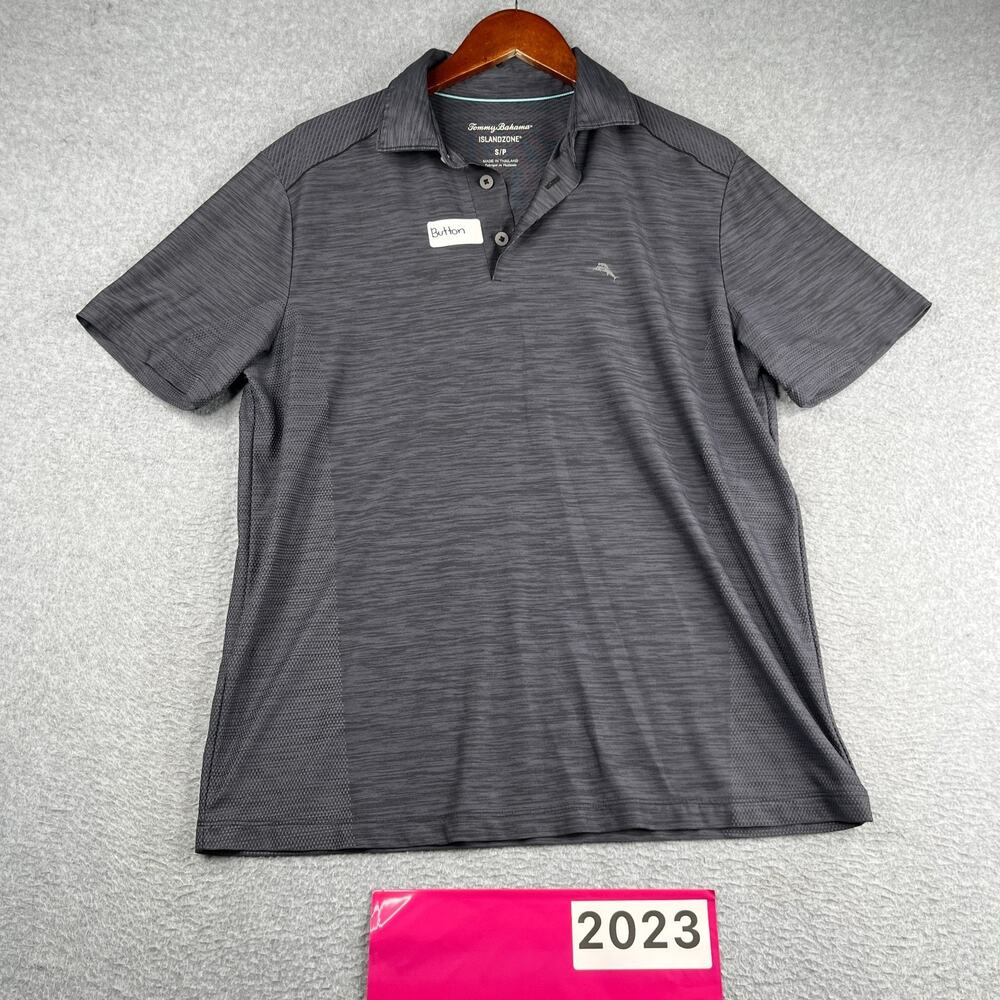Tommy Bahama Island Zone Performance Polo Shirt Gray Heather Stretch Mens S *SEE